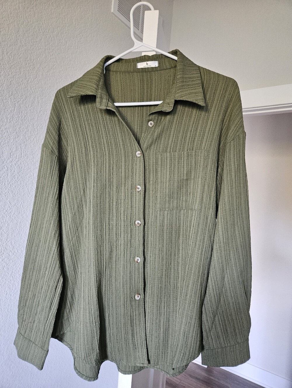 New Green Button Up